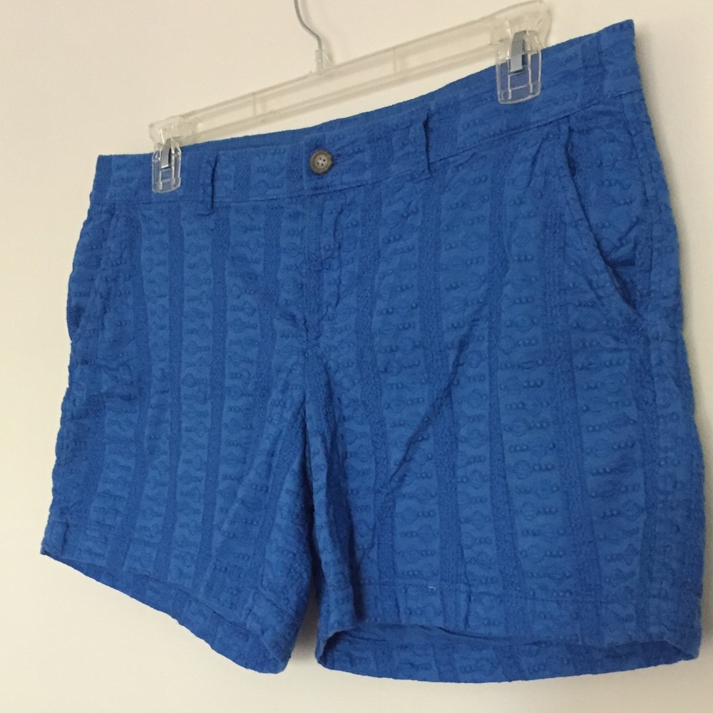 Embroidered shorts boho Baltic blue
